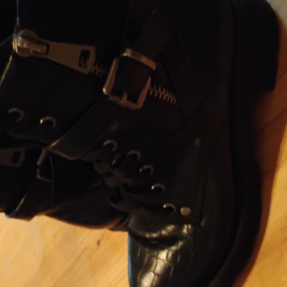 MIA Black Croc-Embossed Combat Boots - Picture 4 of 4